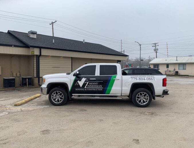 A Denny Zimmerman Roofing truck