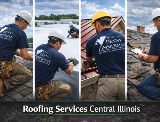 Denny Zimmerman crew performing roofing services in Central Illinois
